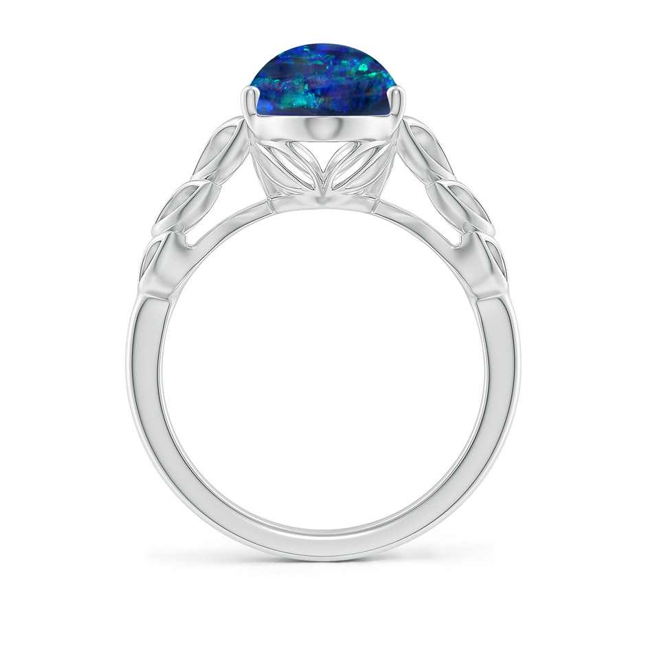 18.60x8.45x6.10mm AAAA GIA Certified Black Opal Ring with Leaf Motifs. in White Gold side 399