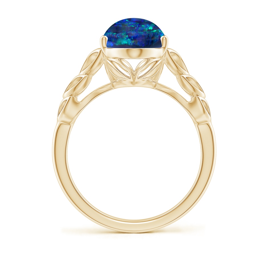 18.60x8.45x6.10mm AAAA GIA Certified Black Opal Ring with Leaf Motifs. in Yellow Gold side 399