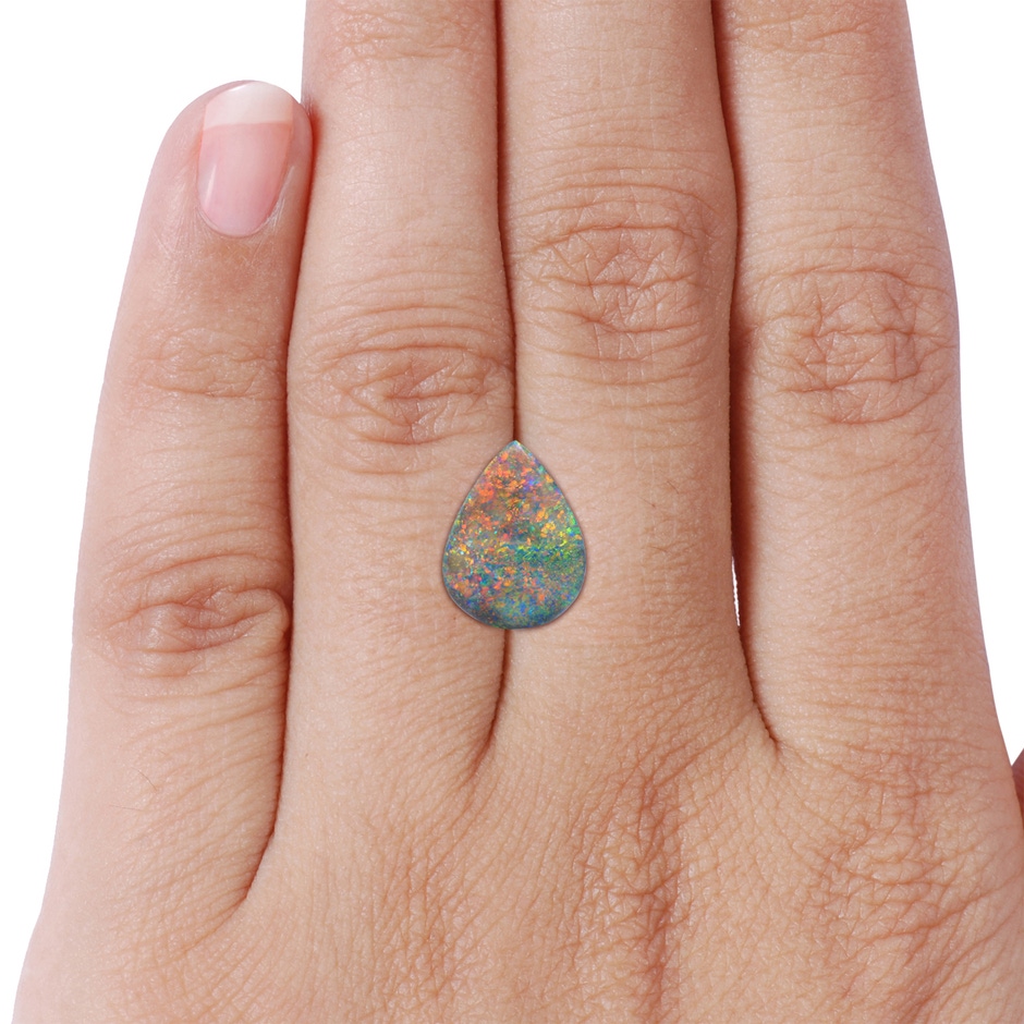 15.18x11.40x4.22mm AAA Double prong-Set GIA Certified Pear-Shaped Black Opal Split Shank Ring in 18K White Gold side 999