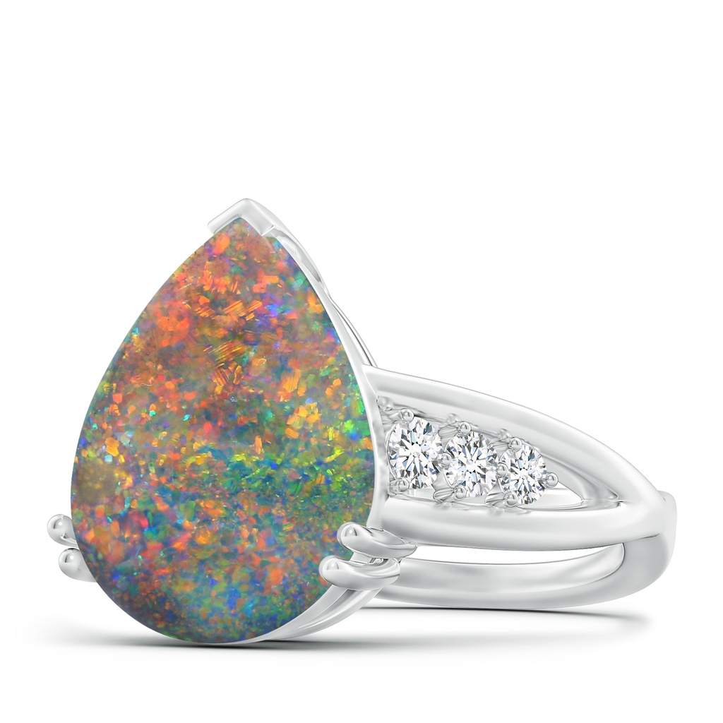 15.18x11.40x4.22mm AAA Double prong-Set GIA Certified Pear-Shaped Black Opal Split Shank Ring. in P950 Platinum