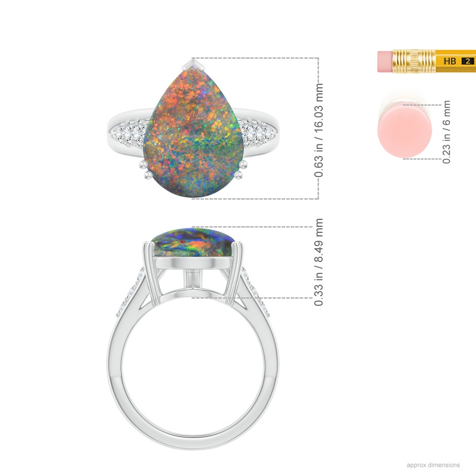 15.18x11.40x4.22mm AAA Double prong-Set GIA Certified Pear-Shaped Black Opal Split Shank Ring. in P950 Platinum ruler