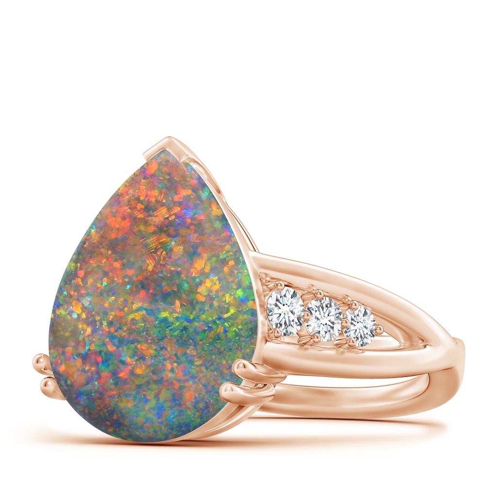 15.18x11.40x4.22mm AAA Double prong-Set GIA Certified Pear-Shaped Black Opal Split Shank Ring. in Rose Gold