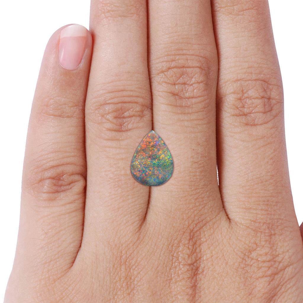 15.18x11.40x4.22mm AAA Double prong-Set GIA Certified Pear-Shaped Black Opal Split Shank Ring. in White Gold Side 999