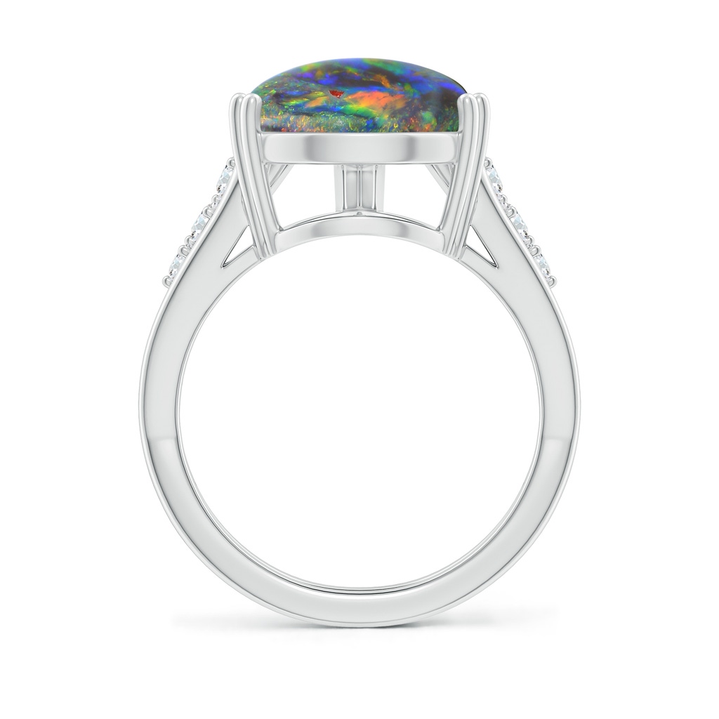 15.18x11.40x4.22mm AAA Double prong-Set GIA Certified Pear-Shaped Black Opal Split Shank Ring. in White Gold Side 399