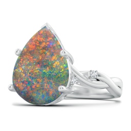 White Gold Black Opal Rings