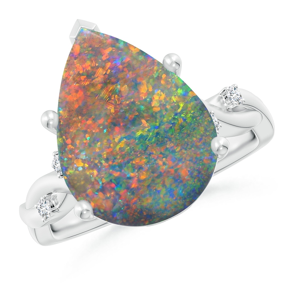 15.18x11.40x4.22mm AAA Claw-Set GIA Certified Solitaire Pear-Shaped Black Opal Twisted Shank Ring with Scrollwork. in 18K White Gold - side 199