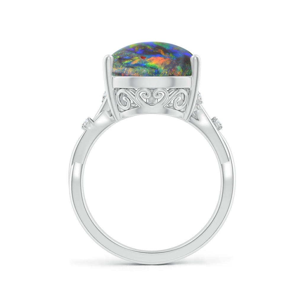 15.18x11.40x4.22mm AAA Claw-Set GIA Certified Solitaire Pear-Shaped Black Opal Twisted Shank Ring with Scrollwork. in P950 Platinum Side 399