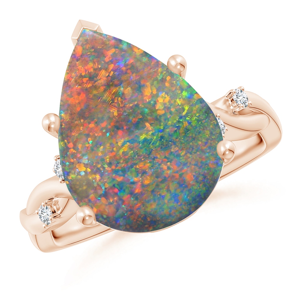 15.18x11.40x4.22mm AAA Claw-Set GIA Certified Solitaire Pear-Shaped Black Opal Twisted Shank Ring with Scrollwork. in Rose Gold - side 199