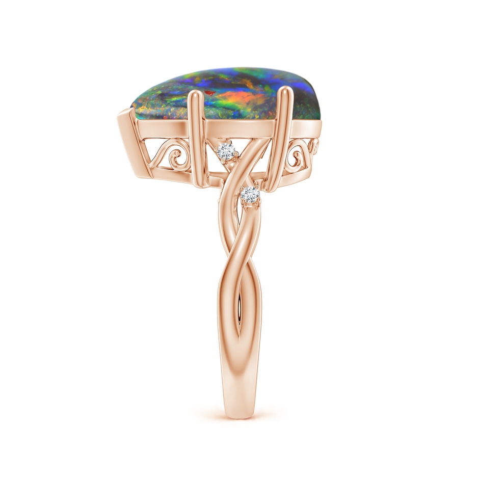 15.18x11.40x4.22mm AAA Claw-Set GIA Certified Solitaire Pear-Shaped Black Opal Twisted Shank Ring with Scrollwork. in Rose Gold side 499