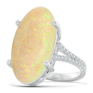 23.95x12.67x4.75mm AAA Prong-Set GIA Certified Oval Opal Split Shank Ring with Diamonds in 18K White Gold
