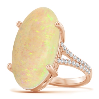 23.95x12.67x4.75mm AAA Prong-Set GIA Certified Oval Opal Split Shank Ring with Diamonds in Rose Gold