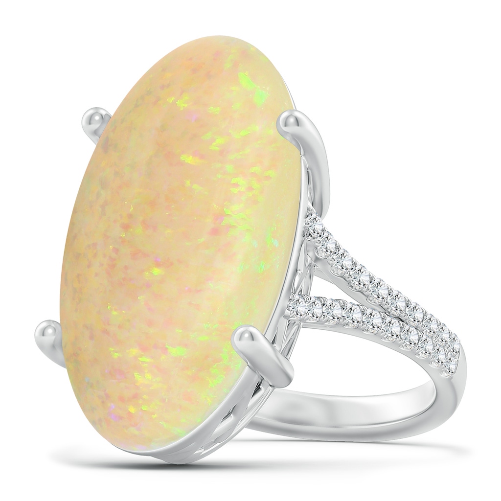 23.95x12.67x4.75mm AAA Prong-Set GIA Certified Oval Opal Split Shank Ring with Diamonds in White Gold