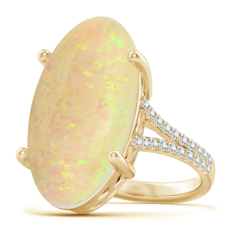 23.95x12.67x4.75mm AAA Prong-Set GIA Certified Oval Opal Split Shank Ring with Diamonds in Yellow Gold 