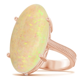 23.95x12.67x4.75mm AAA Prong-Set GIA Certified Solitaire Oval Opal Ring with Leaf Motifs in 18K Rose Gold