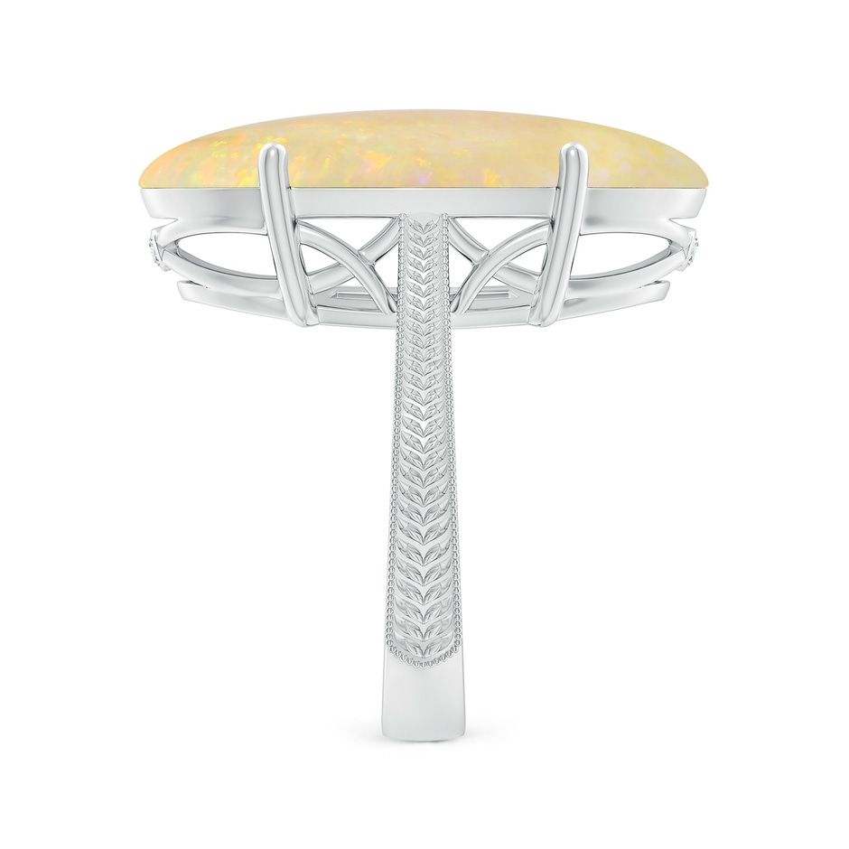 23.95x12.67x4.75mm AAA Prong-Set GIA Certified Solitaire Oval Opal Ring with Leaf Motifs in 18K White Gold side 499