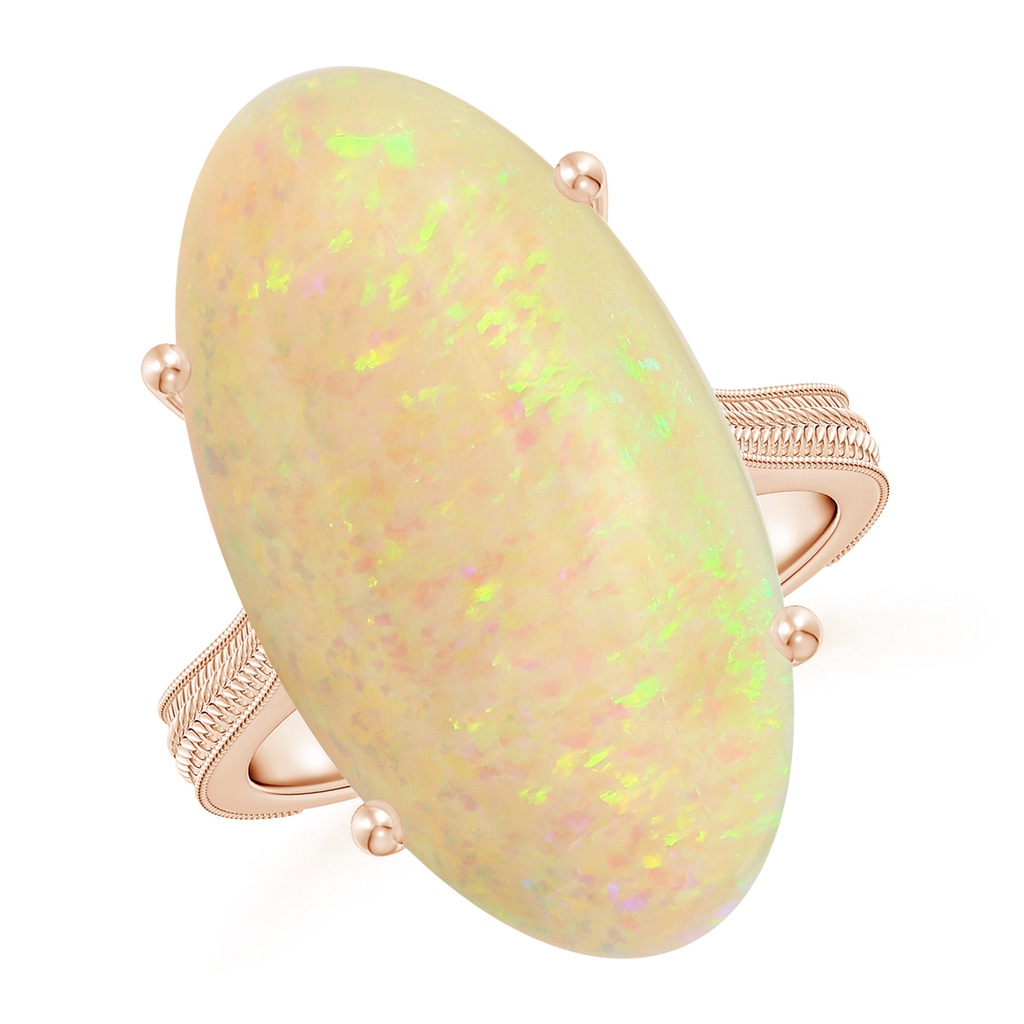 23.95x12.67x4.75mm AAA Prong-Set GIA Certified Solitaire Oval Opal Ring with Leaf Motifs in Rose Gold - side 199