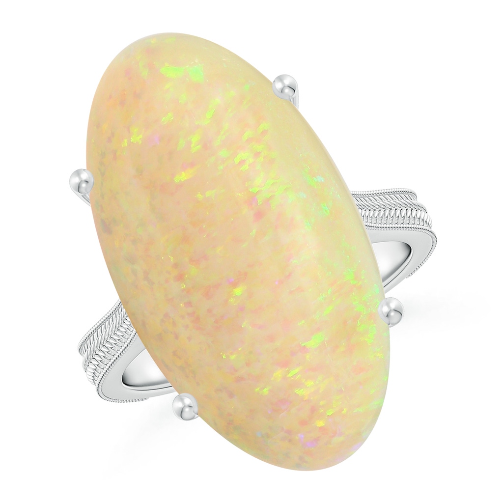 23.95x12.67x4.75mm AAA Prong-Set GIA Certified Solitaire Oval Opal Ring with Leaf Motifs in White Gold - side 199