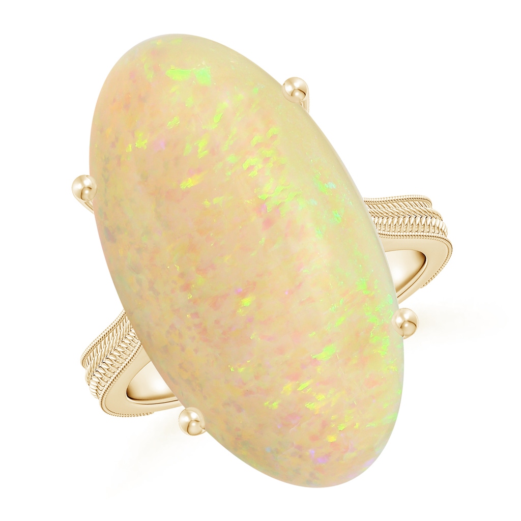 23.95x12.67x4.75mm AAA Prong-Set GIA Certified Solitaire Oval Opal Ring with Leaf Motifs in Yellow Gold - side 199
