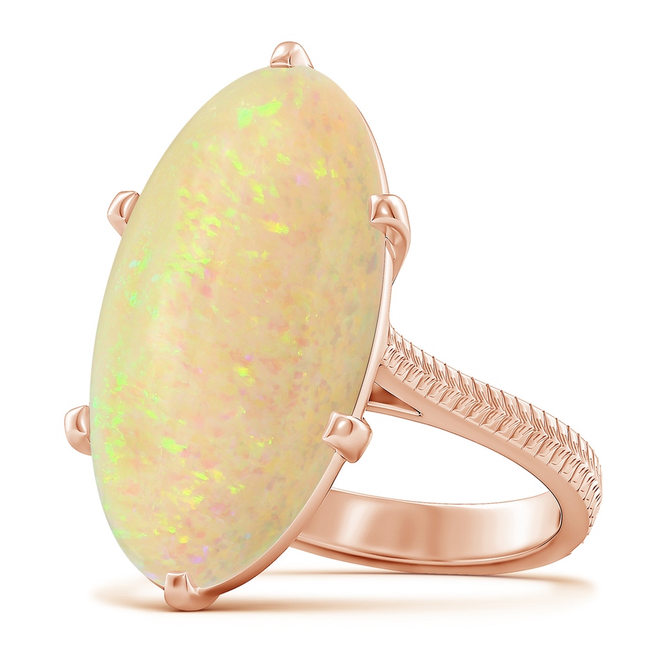 23.95x12.67x4.75mm AAA Peg-Set GIA Certified Solitaire Oval Opal Feather Ring with Scrollwork in 18K Rose Gold 