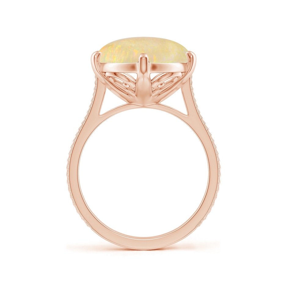 23.95x12.67x4.75mm AAA Peg-Set GIA Certified Solitaire Oval Opal Feather Ring with Scrollwork in 18K Rose Gold side 399