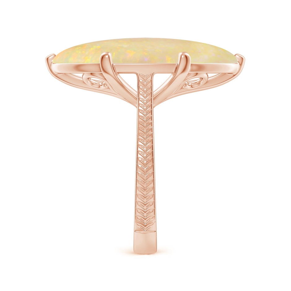 23.95x12.67x4.75mm AAA Peg-Set GIA Certified Solitaire Oval Opal Feather Ring with Scrollwork in 18K Rose Gold side 499