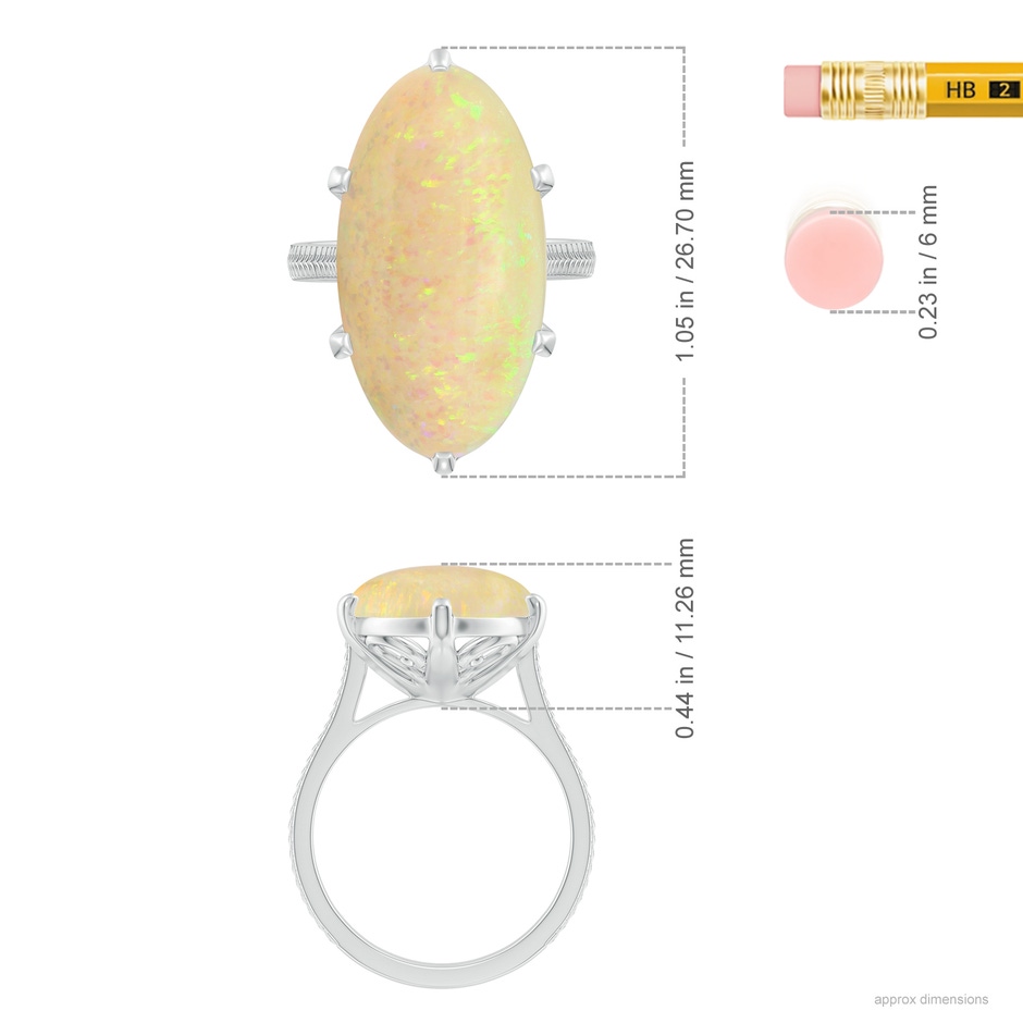 23.95x12.67x4.75mm AAA Peg-Set GIA Certified Solitaire Oval Opal Feather Ring with Scrollwork in P950 Platinum ruler