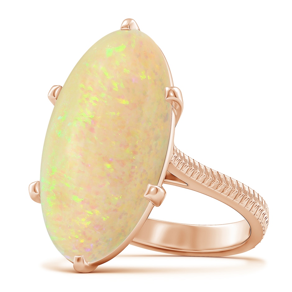 23.95x12.67x4.75mm AAA Peg-Set GIA Certified Solitaire Oval Opal Feather Ring with Scrollwork in Rose Gold 