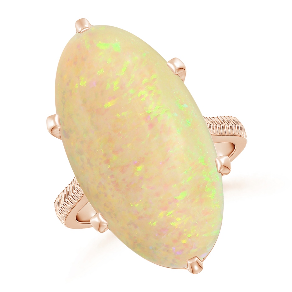 23.95x12.67x4.75mm AAA Peg-Set GIA Certified Solitaire Oval Opal Feather Ring with Scrollwork in Rose Gold side 199