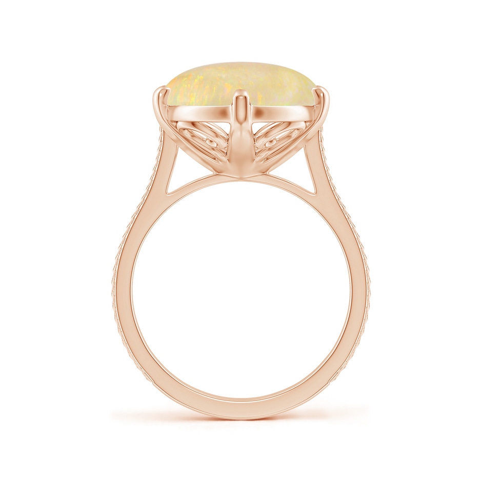 23.95x12.67x4.75mm AAA Peg-Set GIA Certified Solitaire Oval Opal Feather Ring with Scrollwork in Rose Gold side 399
