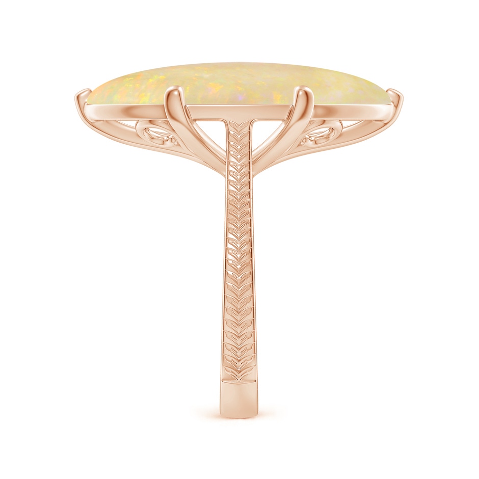 23.95x12.67x4.75mm AAA Peg-Set GIA Certified Solitaire Oval Opal Feather Ring with Scrollwork in Rose Gold side 499