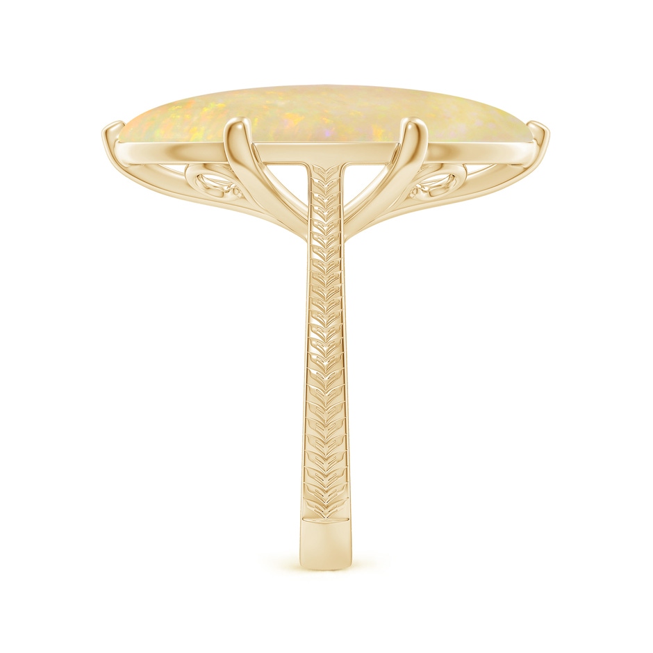 23.95x12.67x4.75mm AAA Peg-Set GIA Certified Solitaire Oval Opal Feather Ring with Scrollwork in Yellow Gold side 499