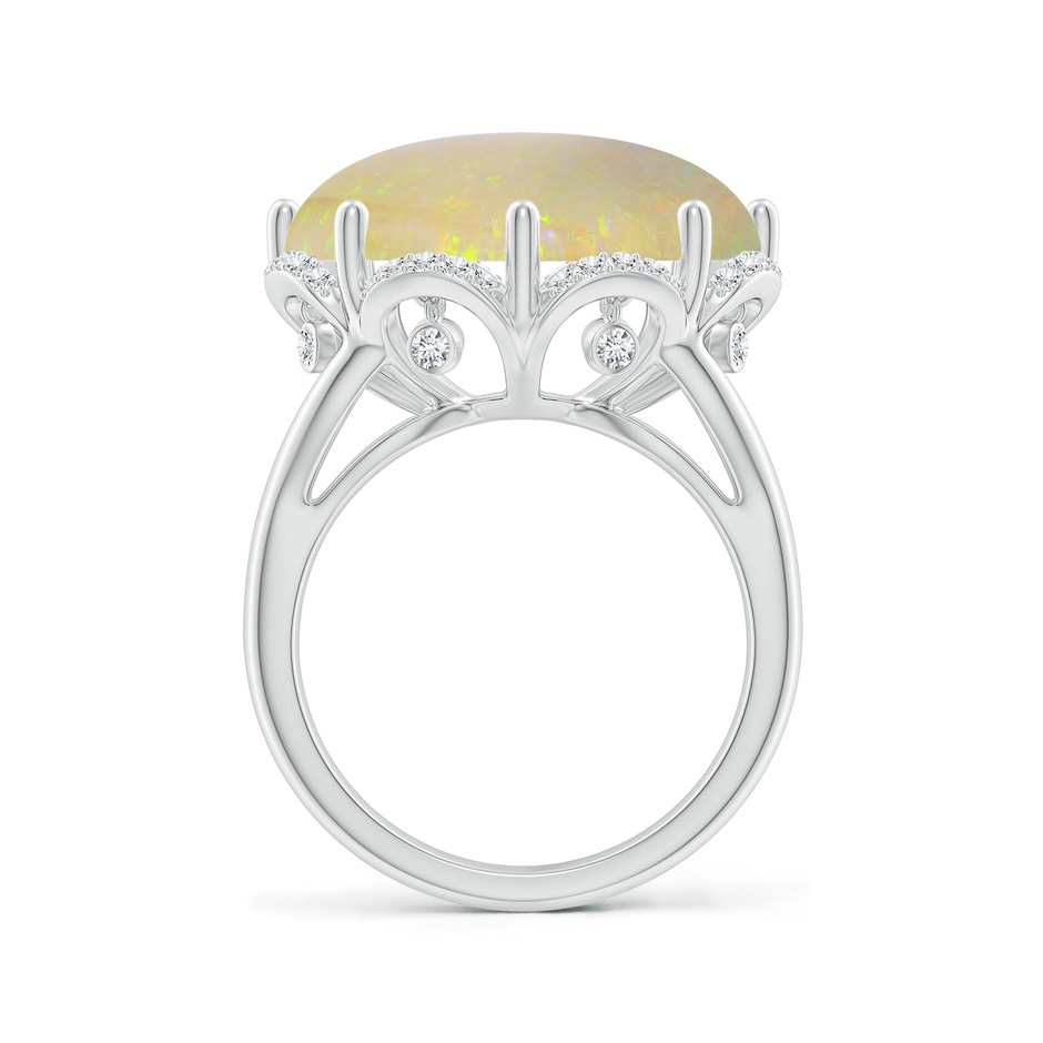 18.12-18.26x4.06mm AAA GIA Certified Round Opal Ring with Floral Halo with Dangling Diamonds in 18K White Gold side 399