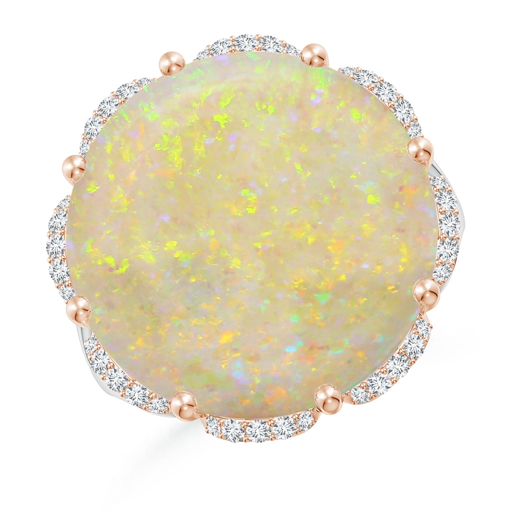 18.12-18.26x4.06mm AAA GIA Certified Round Opal Ring with Floral Halo with Dangling Diamonds in White Gold Rose Gold - side 199