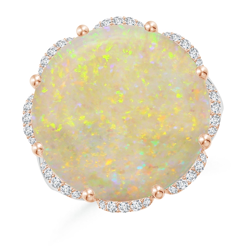 18.12-18.26x4.06mm AAA GIA Certified Round Opal Ring with Floral Halo with Dangling Diamonds in White Gold Rose Gold side 199