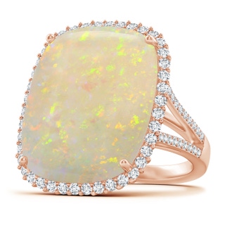 22.00x17.89x4.20mm AAAA GIA Certified GIA Certified Rectangular Cushion Opal Split Shank Halo Ring in 18K Rose Gold