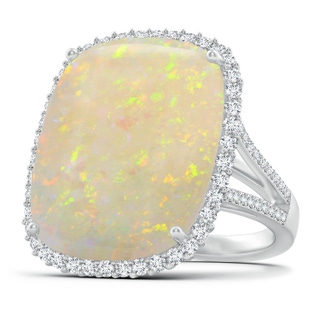 22.00x17.89x4.20mm AAAA GIA Certified GIA Certified Rectangular Cushion Opal Split Shank Halo Ring in White Gold