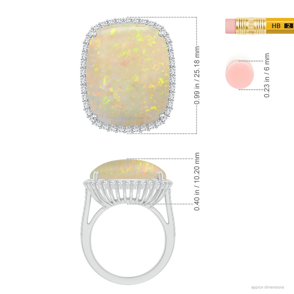 22.00x17.89x4.20mm AAAA GIA Certified GIA Certified Rectangular Cushion Opal Split Shank Halo Ring in White Gold ruler