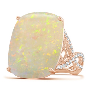 22.00x17.89x4.20mm AAAA GIA Certified Rectangular Cushion Opal Diamond Studded Twisted Shank Ring in 10K Rose Gold