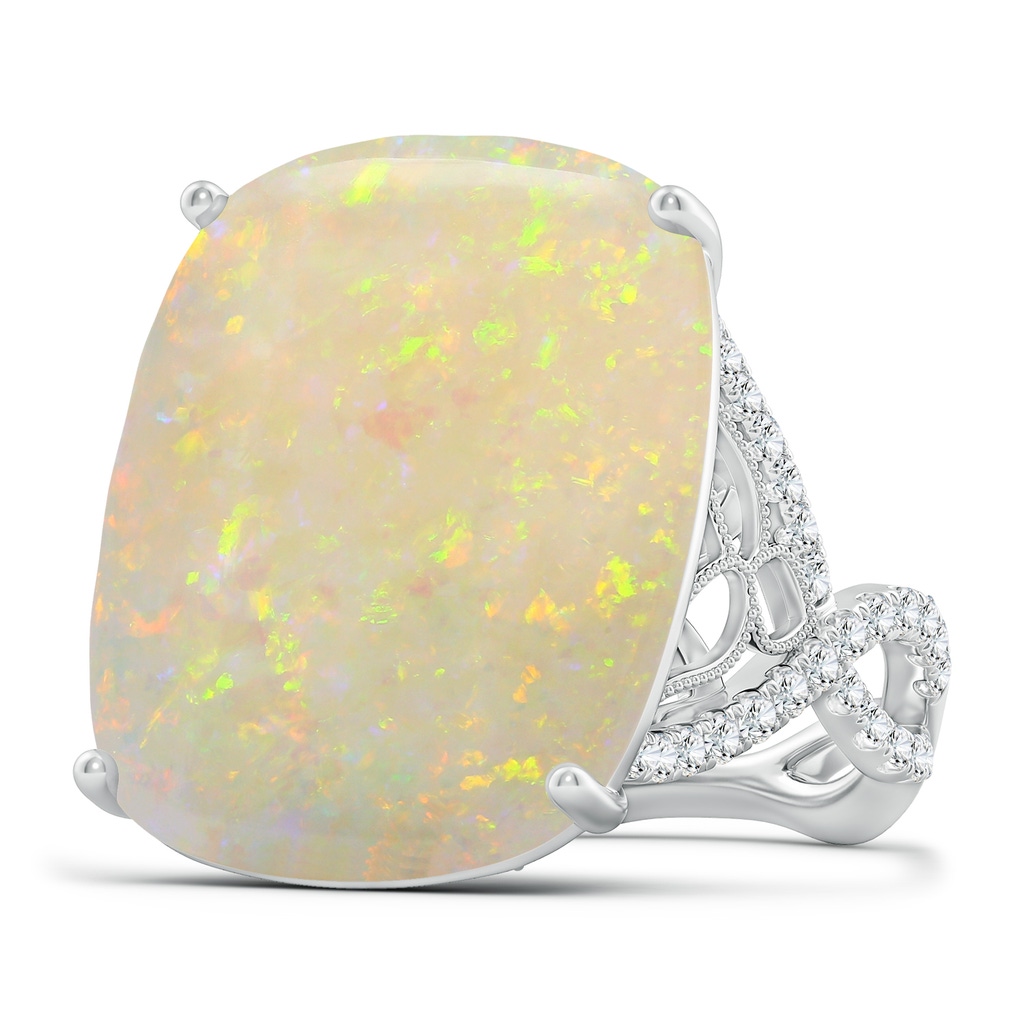 22.00x17.89x4.20mm AAAA GIA Certified Rectangular Cushion Opal Diamond Studded Twisted Shank Ring in White Gold