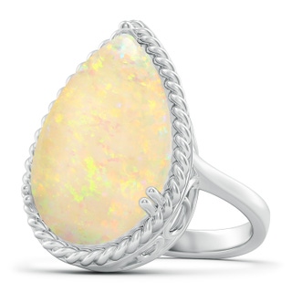 21.19x13.20x4.89mm AAA GIA Certified Pear Opal Cocktail Ring with Scrollwork in 18K White Gold