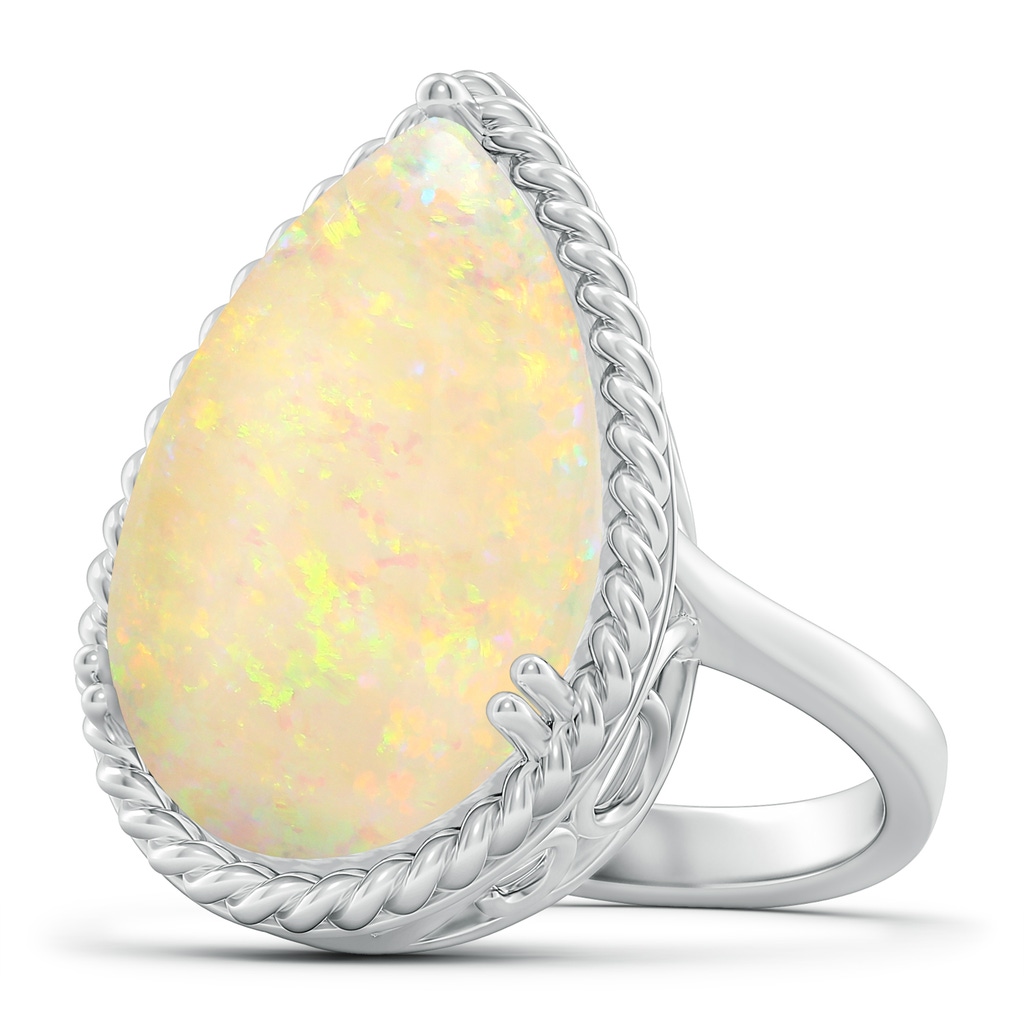 21.19x13.20x4.89mm AAA GIA Certified Pear Opal Cocktail Ring with Scrollwork in White Gold