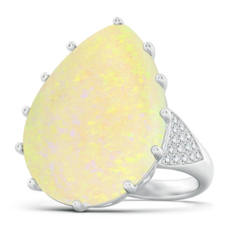 26.25x19.57x5.56mm AAA GIA Certified Pear-Shaped Opal Ornate Basket Ring with Diamonds in 18K White Gold