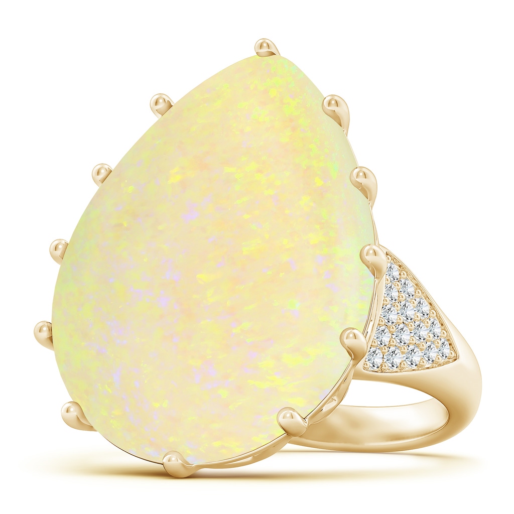 26.25x19.57x5.56mm AAA GIA Certified Pear-Shaped Opal Ornate Basket Ring with Diamonds in Yellow Gold