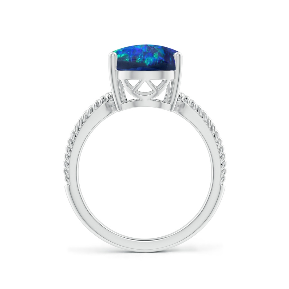 19.92x8.39x5.05mm AAAA GIA Certified Oval Black Opal Twist Rope Split Shank Ring in 18K White Gold Side 399