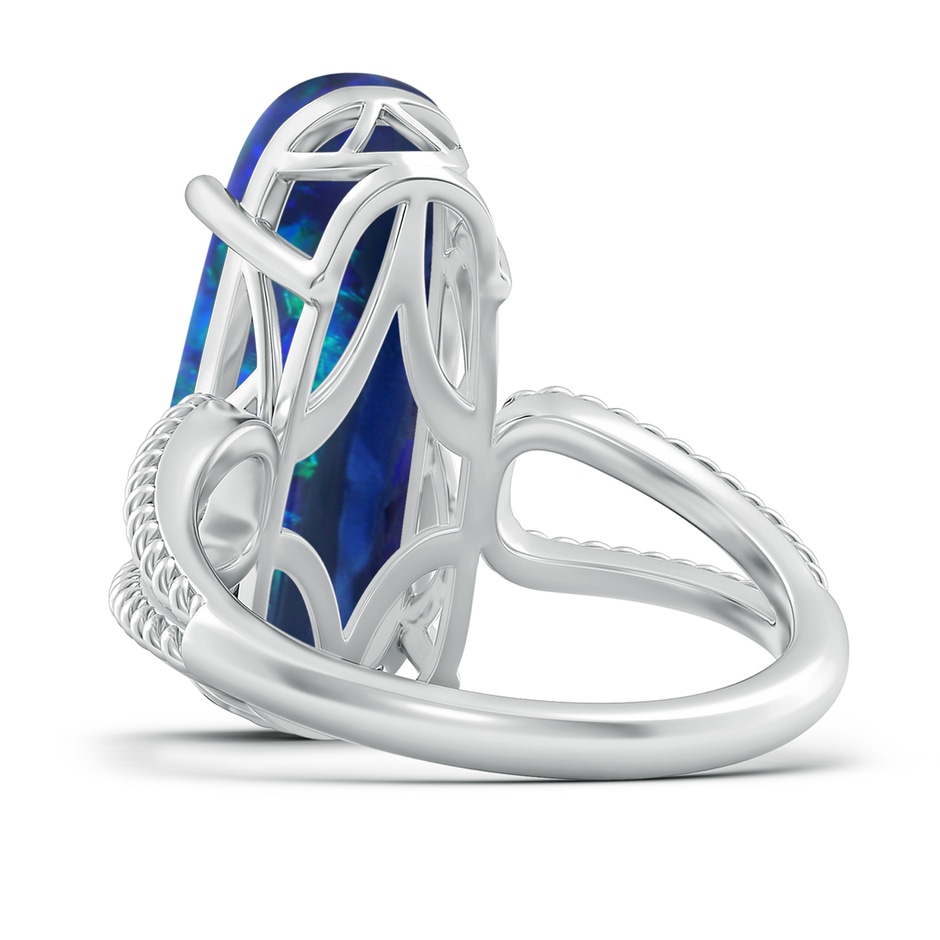 19.92x8.39x5.05mm AAAA GIA Certified Oval Black Opal Twist Rope Split Shank Ring in 18K White Gold Side 599