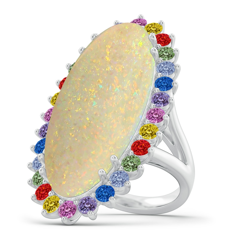 34.95x14.89x5.98mm AAAA Classic GIA Certified Oval Opal Multi-Color Halo Ring in White Gold 