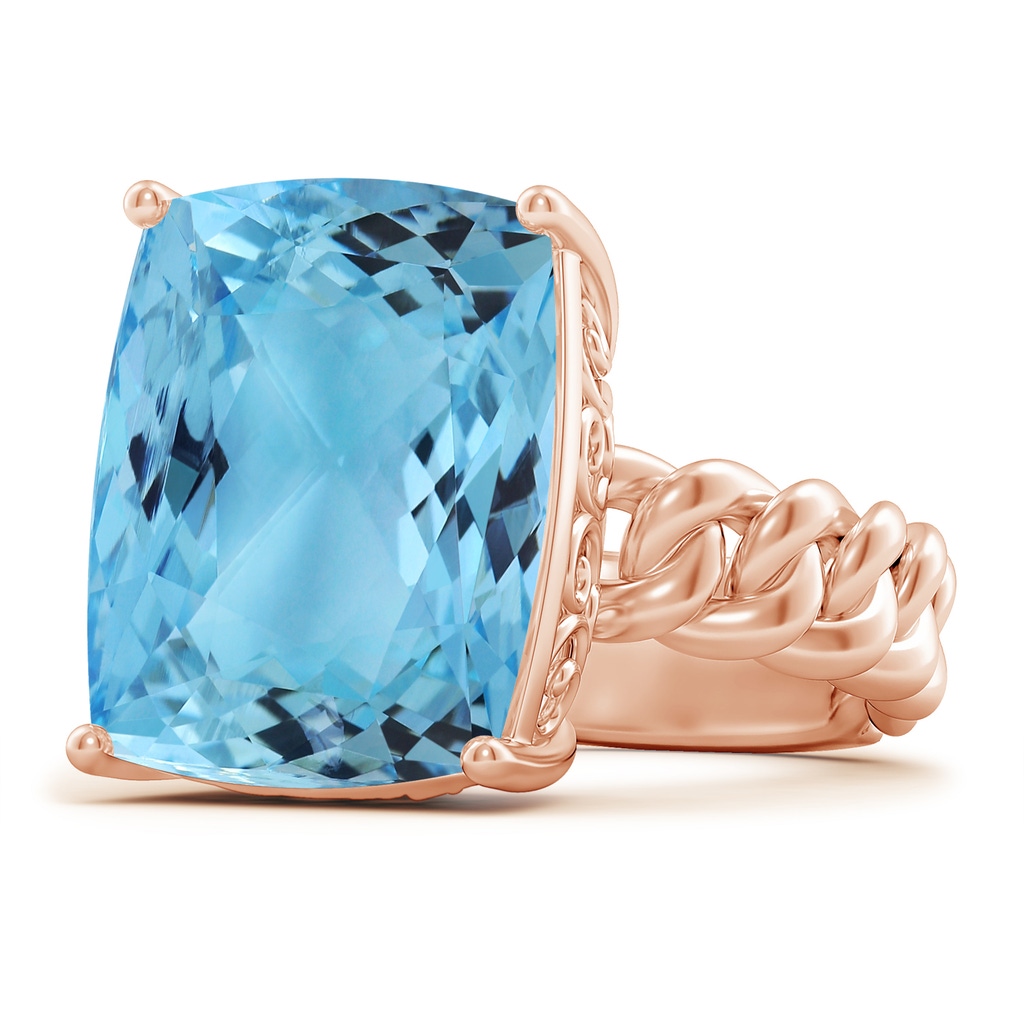 16.79x13.55x10.14mm AA GIA Certified Rectangular Cushion Aquamarine Cuban Chain Solitaire Ring in Rose Gold - side 199