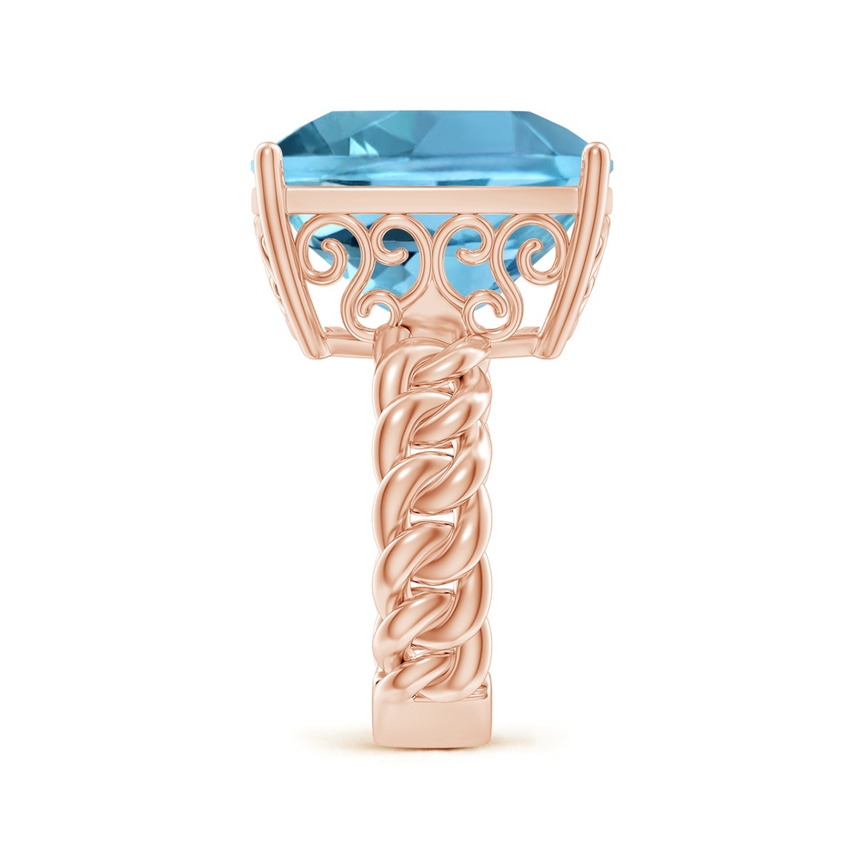 16.79x13.55x10.14mm AA GIA Certified Rectangular Cushion Aquamarine Cuban Chain Solitaire Ring in Rose Gold side 499