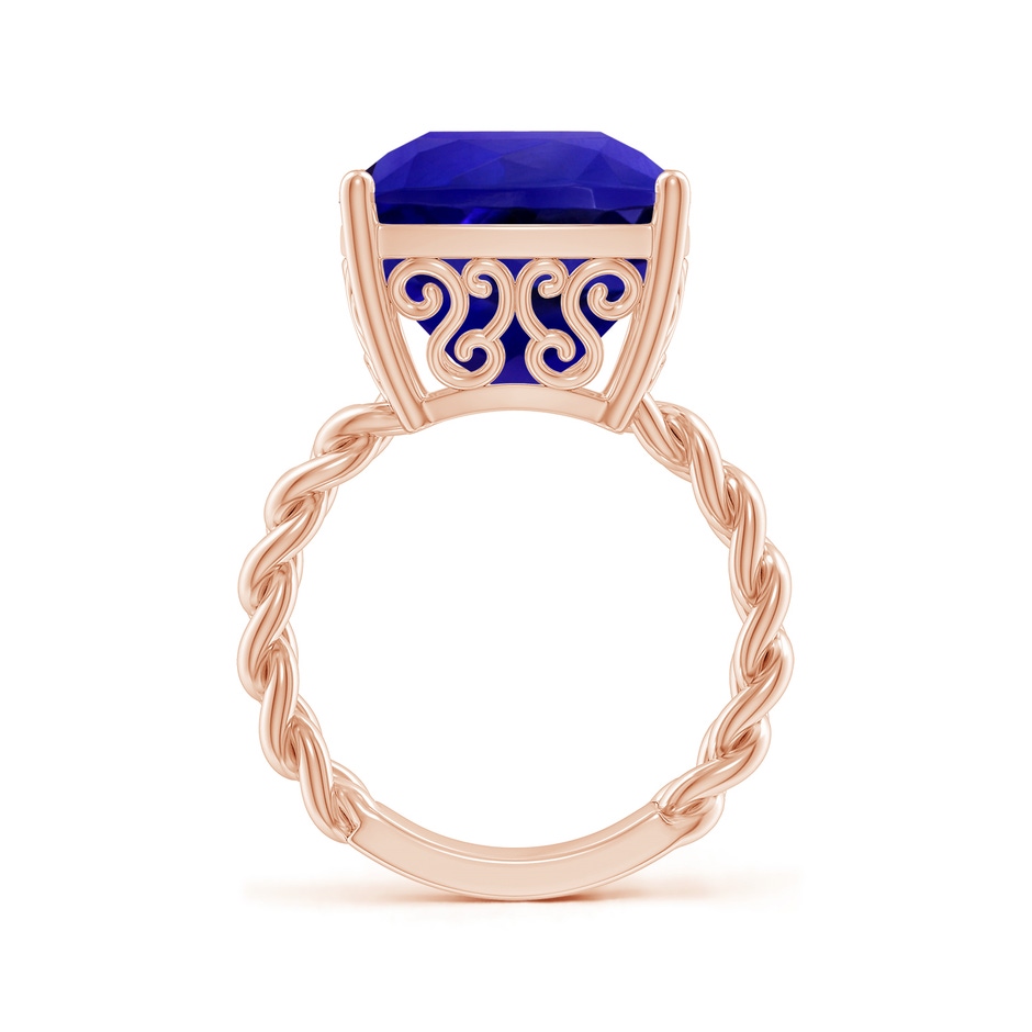 16.50x11.64x8.75mm AAAA GIA Certified Rectangular Cushion Tanzanite Cuban Chain Solitaire Ring in 18K Rose Gold side 399