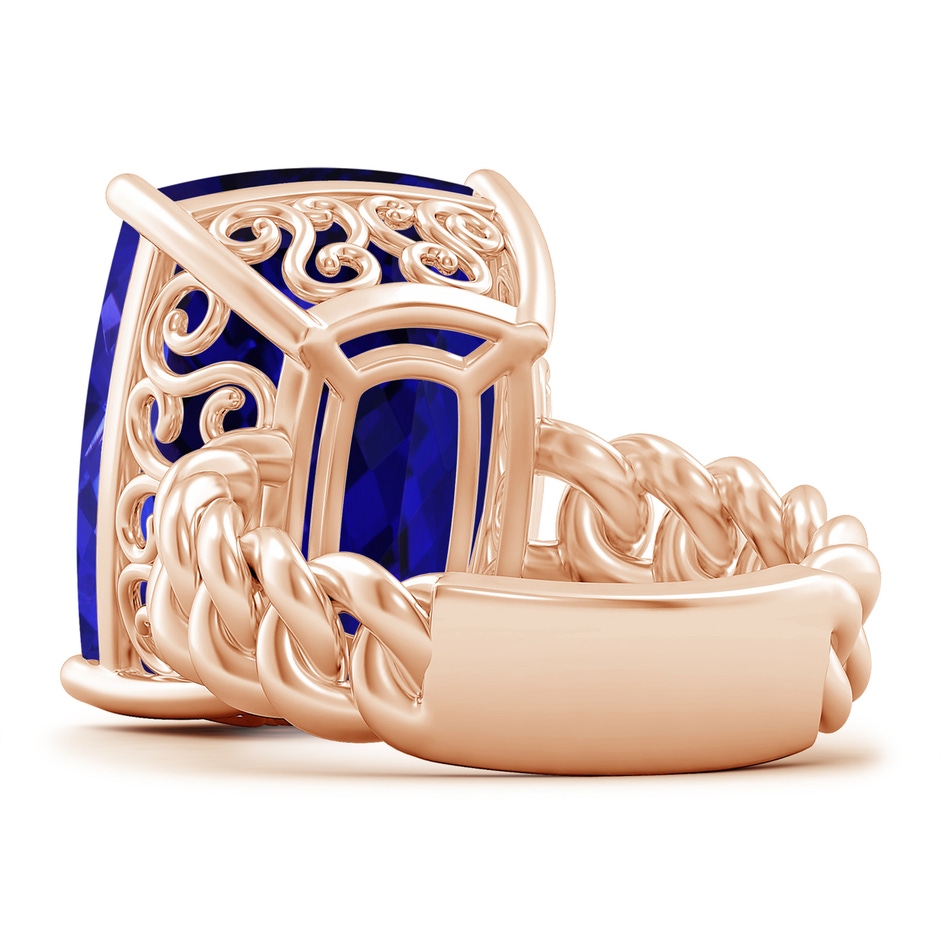 16.50x11.64x8.75mm AAAA GIA Certified Rectangular Cushion Tanzanite Cuban Chain Solitaire Ring in 18K Rose Gold side 599